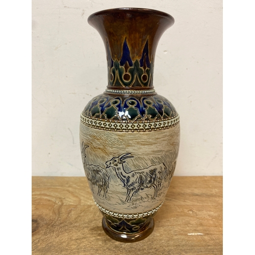 234 - Doulton Lambeth Hannah Barlow Goats Stoneware Vase 
For sale today we have this fine and rare stonew...