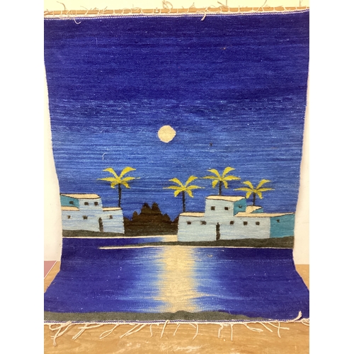 3 - 98 cm x 72 cm Hand Made Egyptian Wall Hanging Rug, Made in Aswan Depicting West Bank of Nile