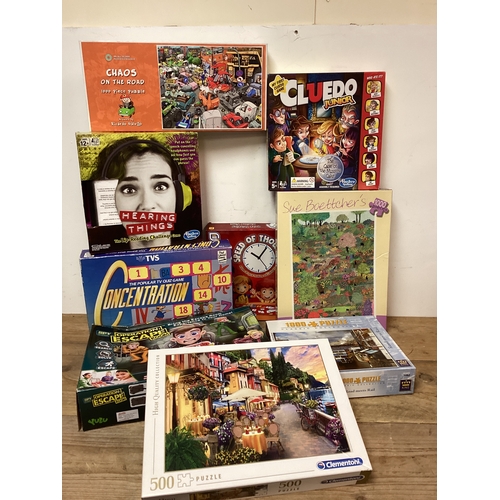 268 - Collection of Board Games & Jigsaws, to include Junior Cluedo, Concentration, Escape Room & Speed of... 