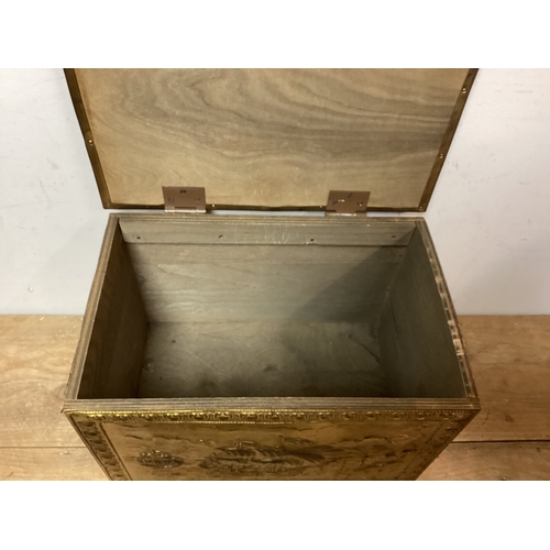 147 - Brass Finish Log Box with Ships Design