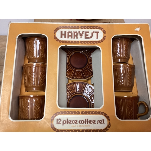 438 - Vintage Boxed 12 Piece Harvest Coffee Set & 12 Piece Floral Tea Set