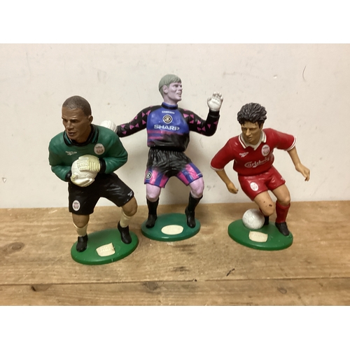 93 - 3 x Vintage Football Figures Height approx 24 cm Liverpool & Manchester United