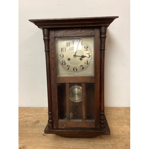 469 - Wood Cased Wall Clock Approx 62 cm in length