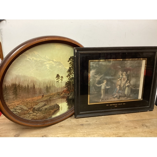 14 - 2 x Framed Prints The Ship Wreckd Sailor Boy & Oval Forest Scene