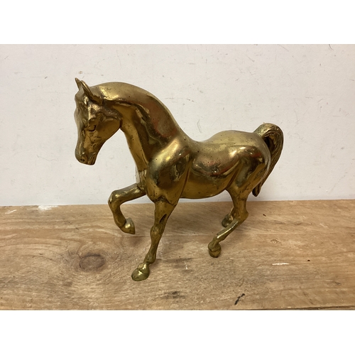 164 - Large Solid Brass Trotting Horse Height 21 cm