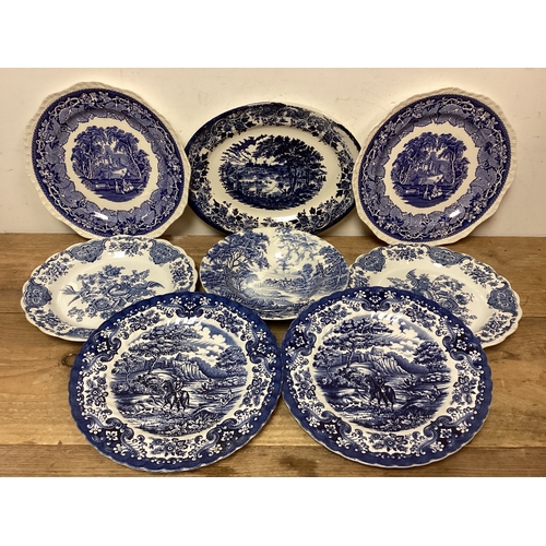 419 - Collection of Blue & White Plates to include Masons & Ridgway