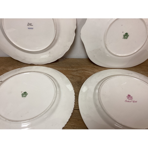 420 - Collection of Aynsley Orchard Gold Plates & 2 x English Fine China painted by Peter Gosling