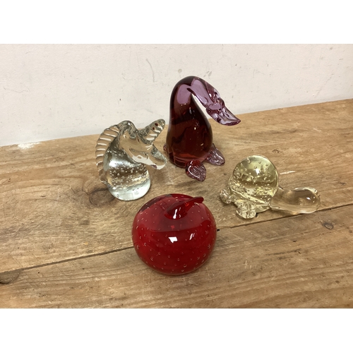 462 - Glass Paperweights to include Goose, Unicorn, Tortoise & Apple