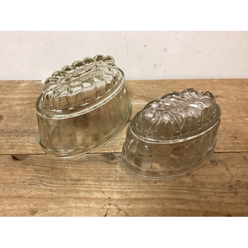 466 - 2 x Vintage Glass Jelly Moulds