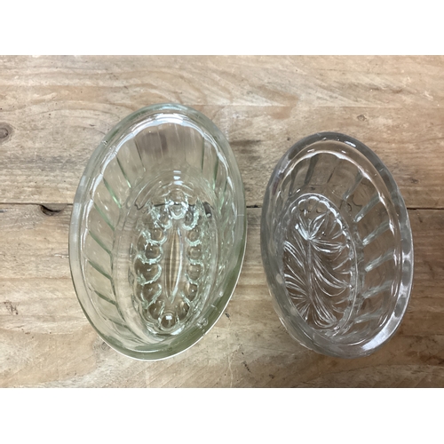 466 - 2 x Vintage Glass Jelly Moulds