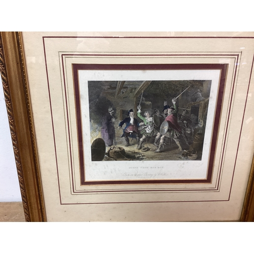 17 - 2 Framed Prints from Original Drawings & Paintings, The Cut Foot & Scene from Rob Roy 34 cm x 34 cm