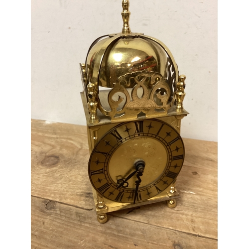 470 - Smith Brass Carriage Style Mantle Clock & Small Oris Swiss Alarm Clock