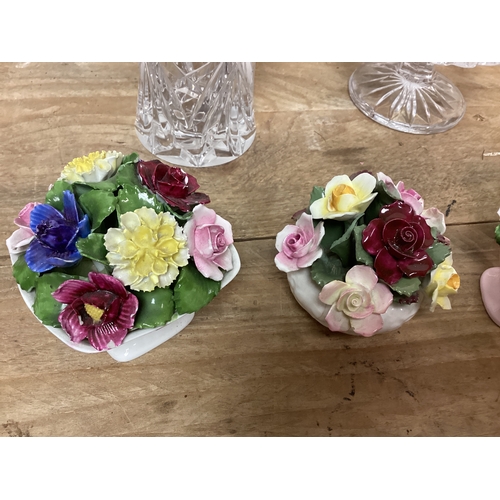 87 - Glass Vase & Bon Bon Dish together with Floral Collection by Aynsley & Radnor AF