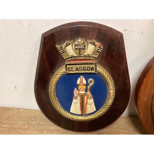 86 - Wall Shields for City of Glasgow, Country of St Kitts & HMS Peterel
