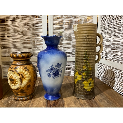 398 - Collection of vases to include glazed stoneware, west German, Staffordshire and art deco