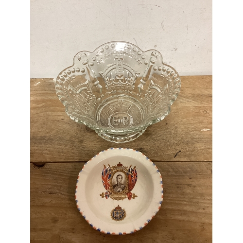 75 - Coronation Collectables, QueenElizabeth II Pressed Glass Bowl & King Edward VIII Coronet Ware Dish