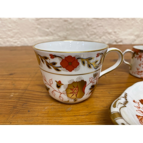 387 - Royal Crown Derby Bone China, 3x 1904 Coffee Cans (AF) Bali Gravy Boat Underplate and Asian Rose Cup