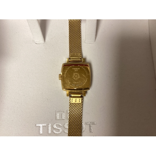 474 - Tissot Swiss Watch Gold Stone with Square Face & adjustable Strap in original box, original retail p... 