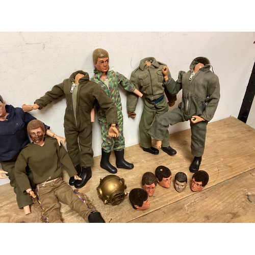 313 - Collection of playworn Action Men some with limbs / heads detached or missing AF