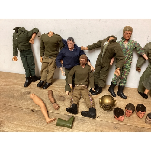 313 - Collection of playworn Action Men some with limbs / heads detached or missing AF