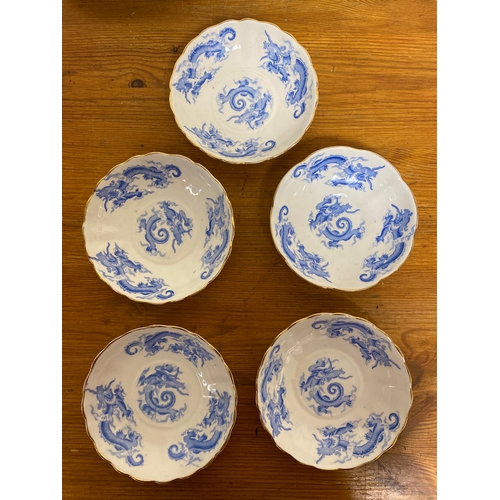 364 - Quantity of Unmarked Blue and White China with Unmarked Floral Cup, Saucer, Sideplate and Teaplate