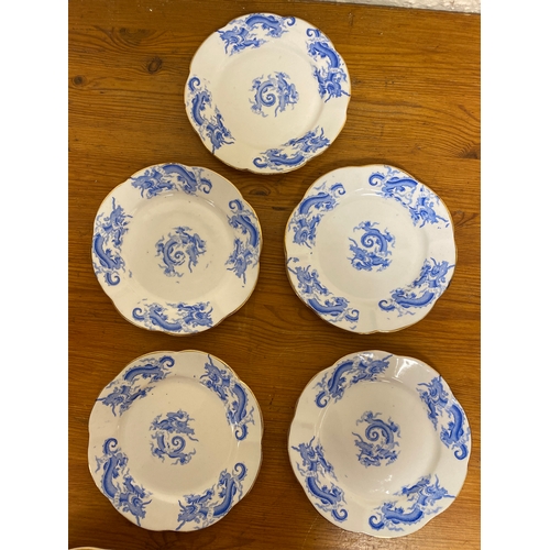 364 - Quantity of Unmarked Blue and White China with Unmarked Floral Cup, Saucer, Sideplate and Teaplate