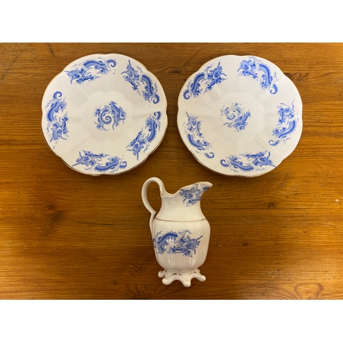 364 - Quantity of Unmarked Blue and White China with Unmarked Floral Cup, Saucer, Sideplate and Teaplate