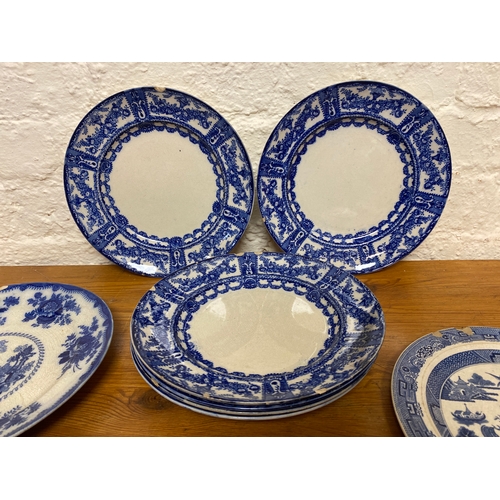 344 - Quantity of Blue and White Plates to Include Spode, Nankin, Wedgwood and Royal Doulton