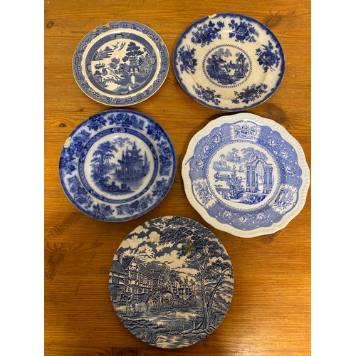 344 - Quantity of Blue and White Plates to Include Spode, Nankin, Wedgwood and Royal Doulton