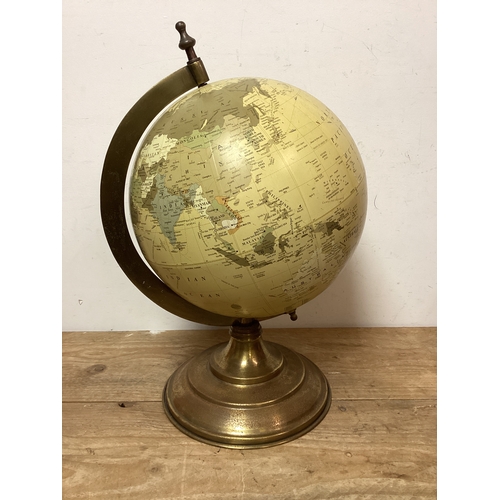122 - Large World Globe 50 cm with Brass Stand