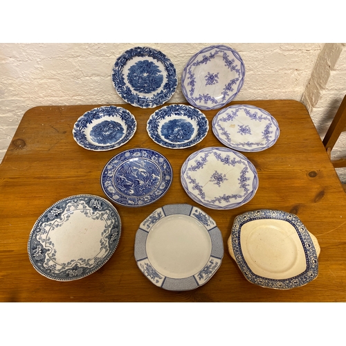 343 - Quantity of Blue and White Ceramic Playes and Dishes to include Booths