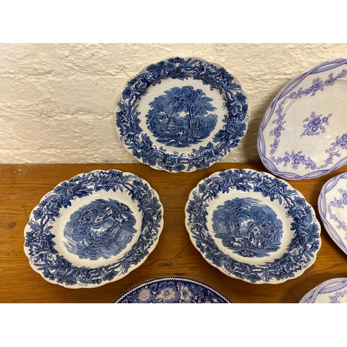 343 - Quantity of Blue and White Ceramic Playes and Dishes to include Booths