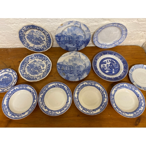 345 - Quantity of Mixed Blue and White Ceramic Plates