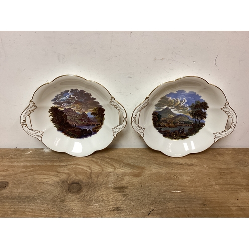 338 - Coalport Collectable Dishes Llangollen & The Two Anglers, Hand printed under the glaze from the orig... 