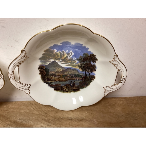 338 - Coalport Collectable Dishes Llangollen & The Two Anglers, Hand printed under the glaze from the orig... 