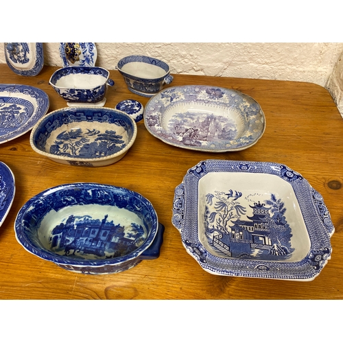 355 - Collection of Blue and White Ceramics to include 19th Century Bowl