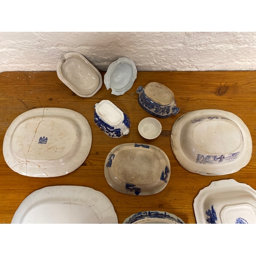 355 - Collection of Blue and White Ceramics to include 19th Century Bowl