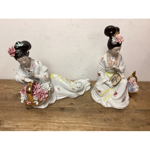 359 - Pair of Large Vintage Japanese Oriental Geisha Ladies Height 34 cm