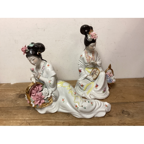 359 - Pair of Large Vintage Japanese Oriental Geisha Ladies Height 34 cm