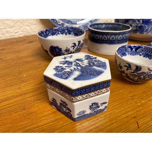 350 - Collection of Blue and White Ceramics, Several Willow Pattern items including 12 1/2 inch Serving Pl... 