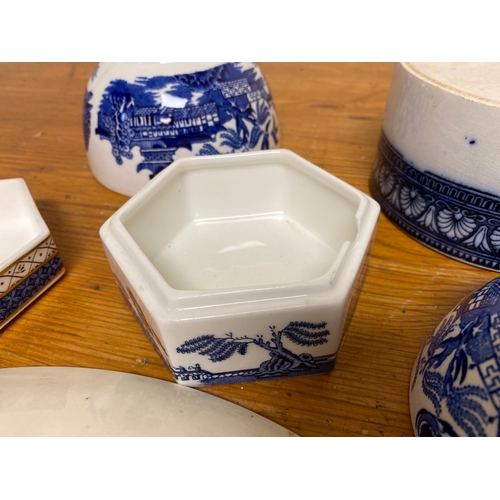 350 - Collection of Blue and White Ceramics, Several Willow Pattern items including 12 1/2 inch Serving Pl... 