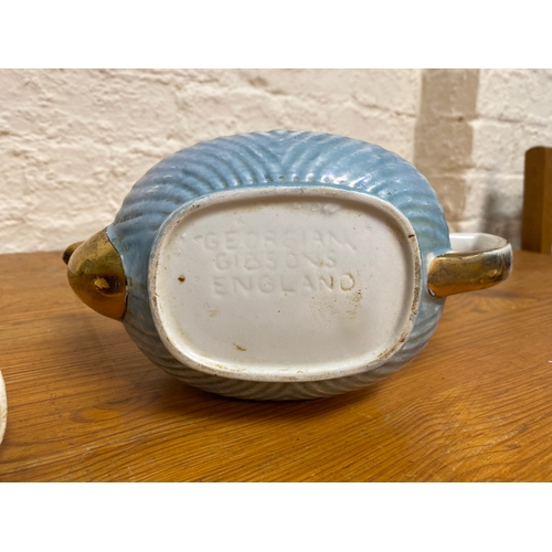 322 - 1950’s Georgian Gibson Blue Lustreware Teapot