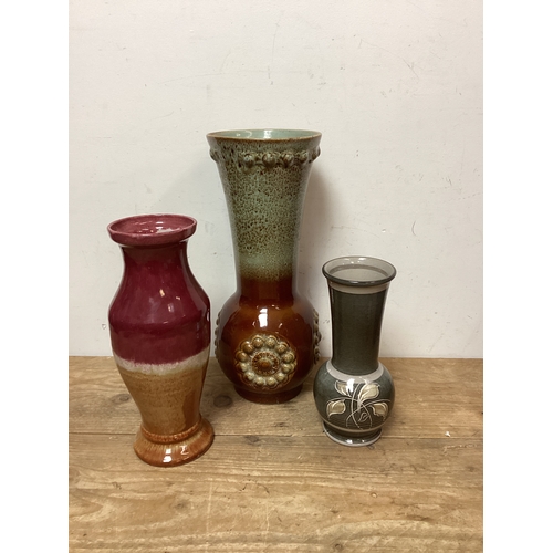 323 - 3 Glazed Studio Pottery Style Vases to include Denby, Tallest 4 cm