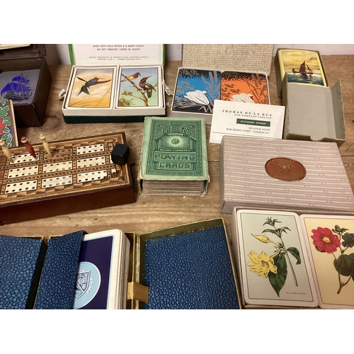 115 - Large collection of Vintage Playing Cards & Cribbage Boards, Boxed to include Thomas De La Rue, Plat... 