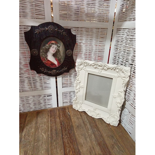 41 - Pair of Ornate Picture Frames One with Oil Facsimile Portrait titled 'Beatrice'