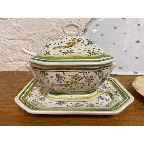 332 - Mixed Floral Ceramics including Covered Soup Tureen