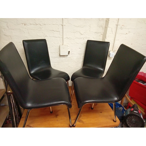 606 - Set of 4 Chrome & Vinyl Dining Chairs