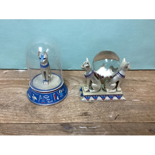 46 - Egyptian Collectables Limited Edition Franklin Mint The Crystal Ball of Bast & The Sacred Bast Cat