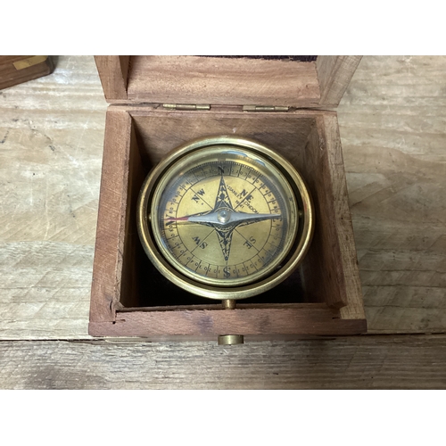 50 - Vintage Sextent & Mariners Compass both in Wooden Presentation Boxes