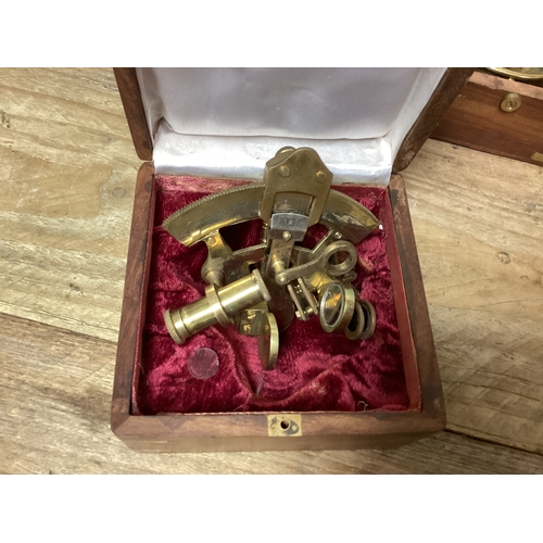 50 - Vintage Sextent & Mariners Compass both in Wooden Presentation Boxes
